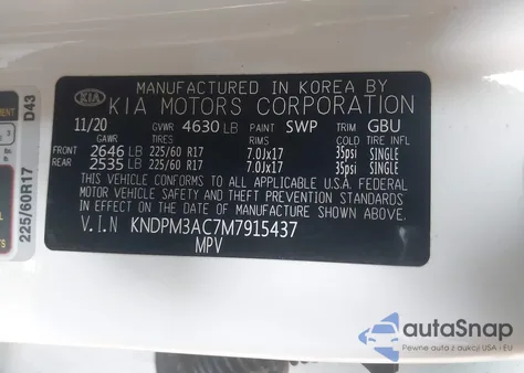 2021 Kia Sportage Lx z USA, uszkodzony, nr VIN KNDPM3AC7M7915437